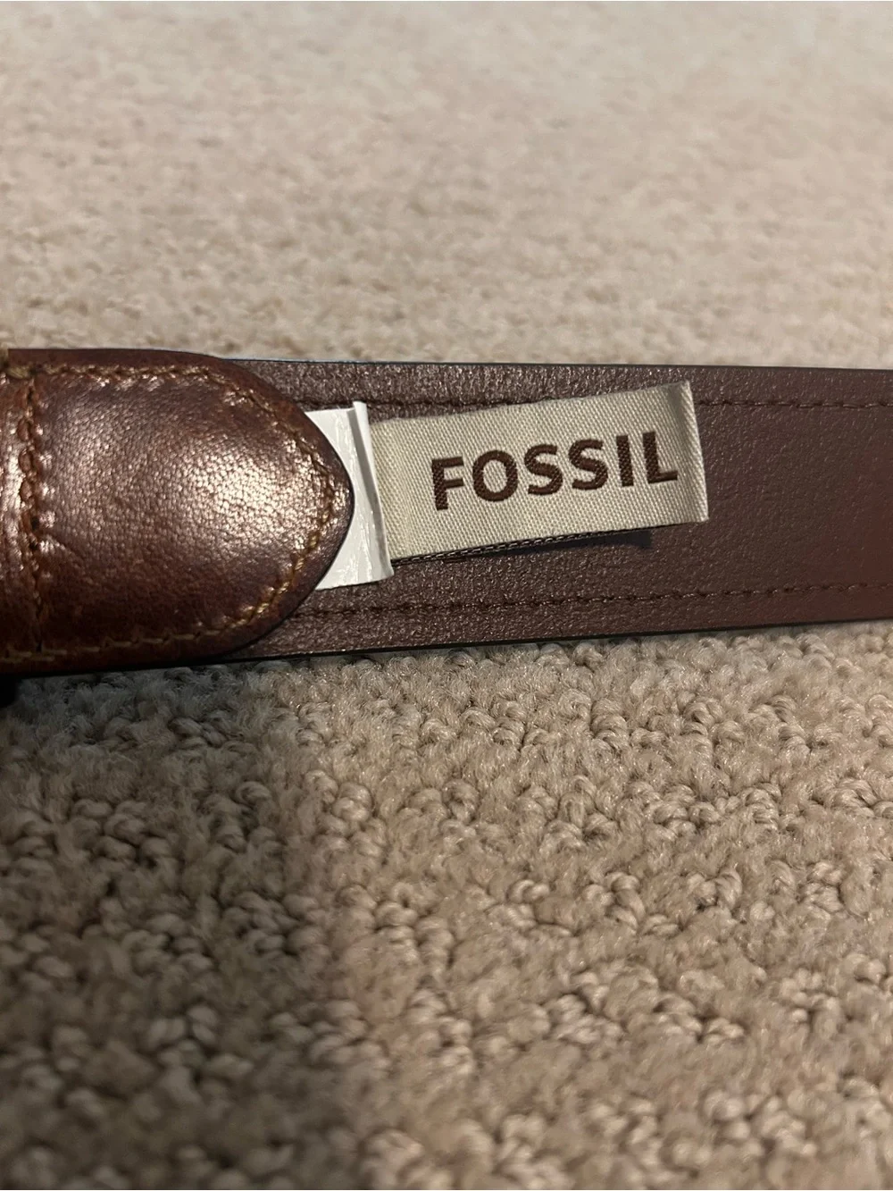 Fossil Men's Tan Brown Leather Belt with Silver Buckle